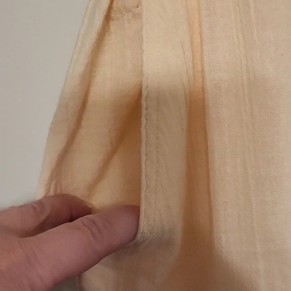 Free People Large Beige Wide-Leg Cargo Pants Boho Elastic Waist - Picture 4 of 13